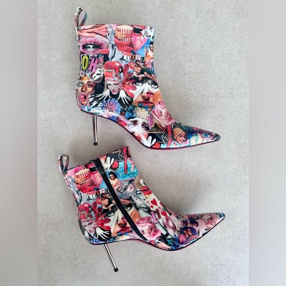 CHRISTIAN LOUBOUTIN Epic Booty Leather Printed Ankle Boots 70 EU 36.5 US 6.5 - Picture 5 of 10